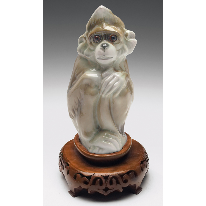 Appraisal: Capodimonte lamp porcelain sittingmonkey signed''CapodiMonte '' ''w x ''l x