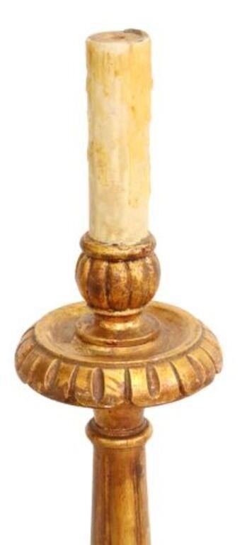 Appraisal: Spanish giltwood single-light floor lamp th c having single light