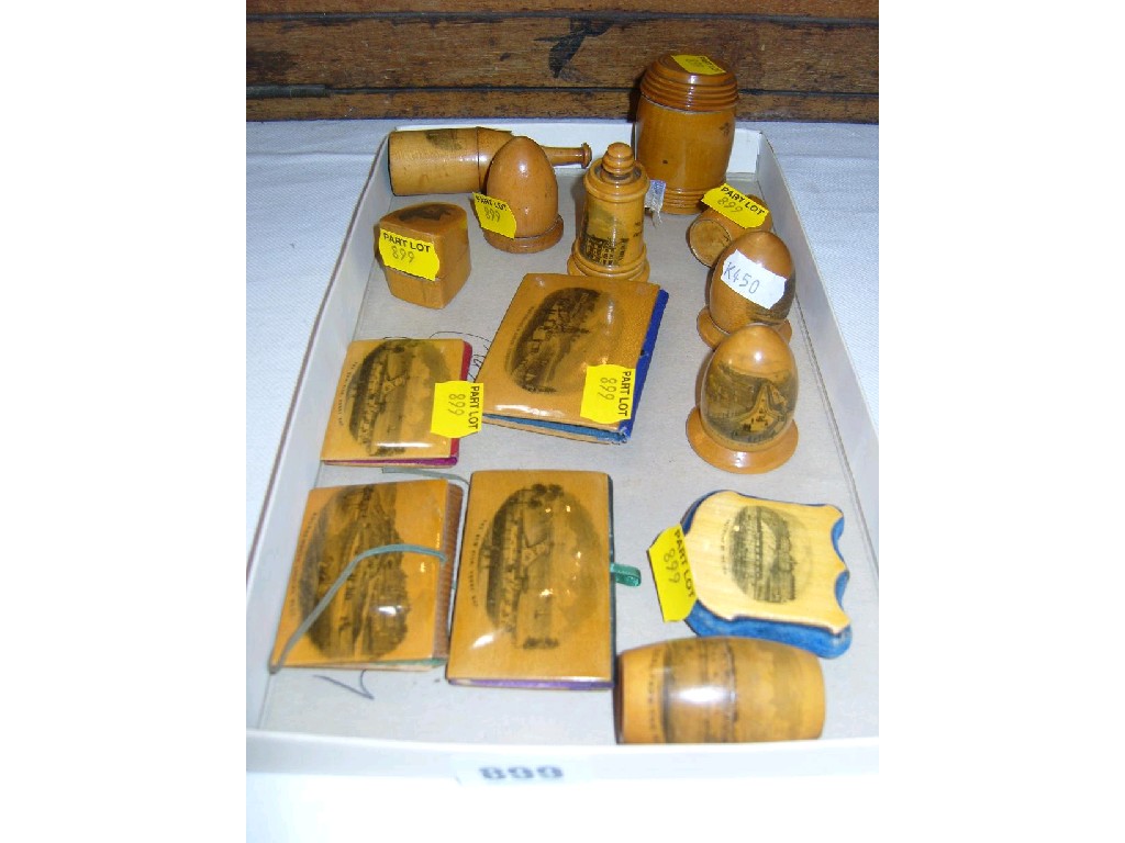 Appraisal: A collection of fourteen Mauchline ware small sewing related items