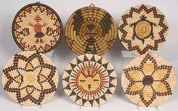 Appraisal: Hopi Second Mesa Basketry Plaques lot of coiled yucca with