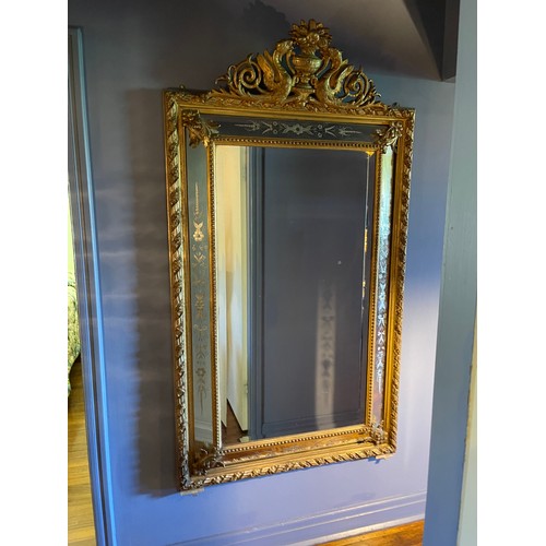 Appraisal: Fine antique French gilt surround cushion mirror with elaborate pierced