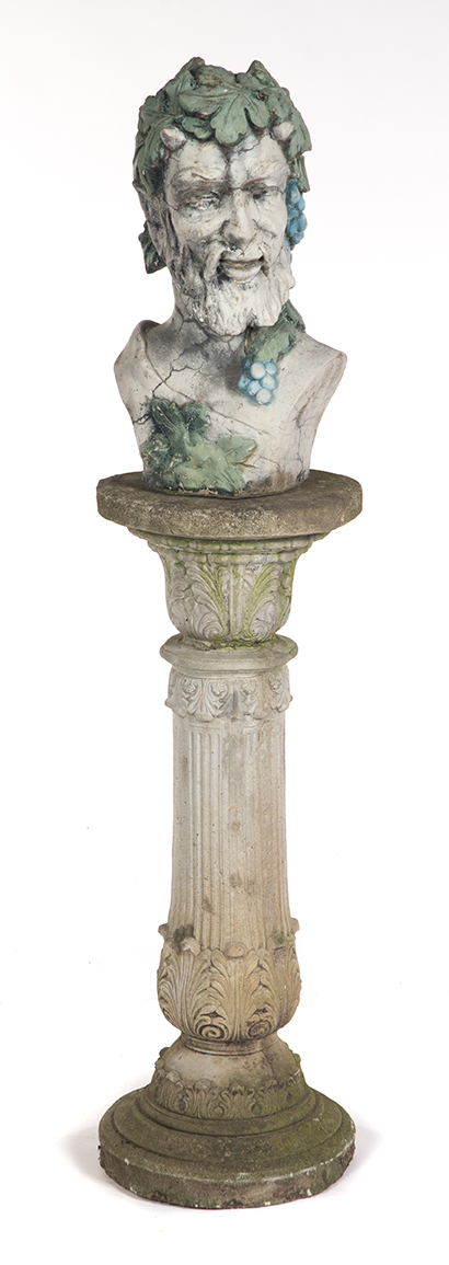 Appraisal: CAST CONCRETE BUST OF BACCHUS ON A COLUMN American late