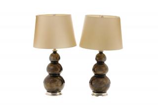 Appraisal: Pair Christopher Spitzmiller Three Ball Lamps Christopher Spitzmiller American founded