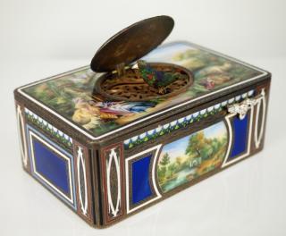 Appraisal: th c Singing Bird Box A late th century Enamel