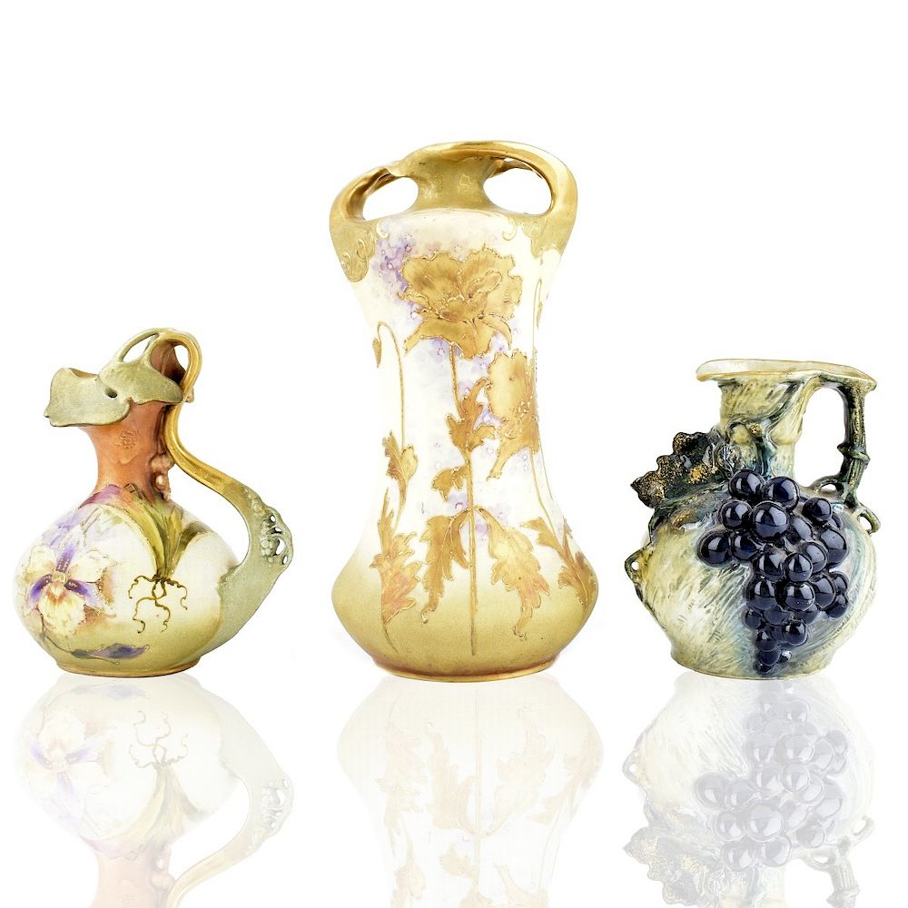 Appraisal: Three Amphora Tableware Three Amphora Turn Teplitz Art Nouveau Porcelain