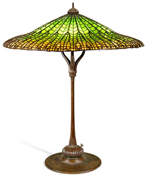 Appraisal: - brown patina has finial shade impressed TIFFANY STUDIOS NEW