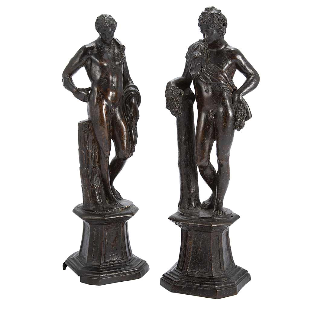 Appraisal: Pair of Continental Bronze Figures of Youths After the Antique