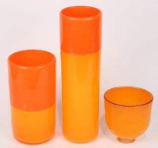 Appraisal: lot of Art glass vessels executed in orange two having