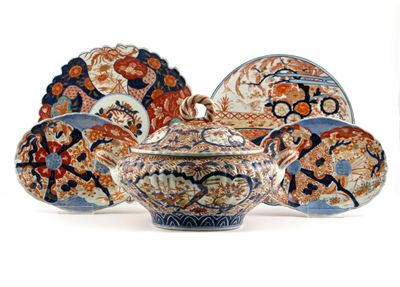 Appraisal: Japanese Imari porcelain typically decorated in iron red blue and