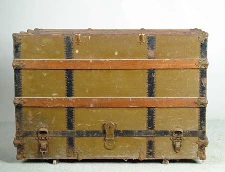 Appraisal: STEAMER TRUNK Slat wood construction SIZE - x x CONDITION