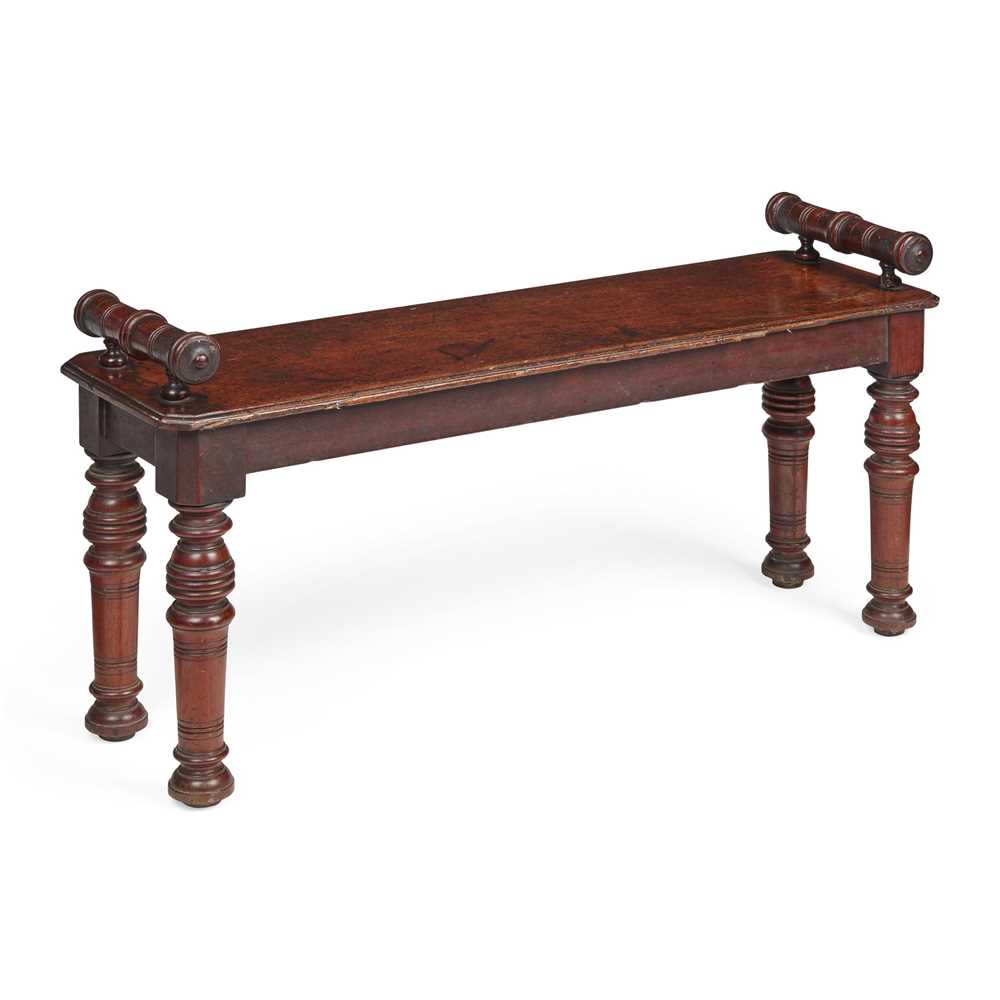 Appraisal: EARLY VICTORIAN MAHOGANY HALL BENCH MID TH CENTURY of small