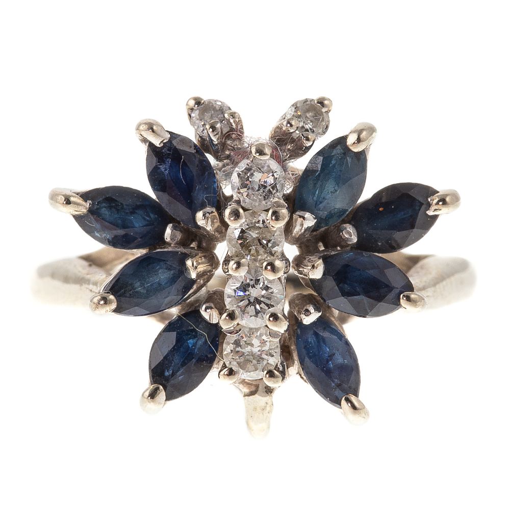 Appraisal: A Sapphire Diamond Butterfly Ring in K K white gold