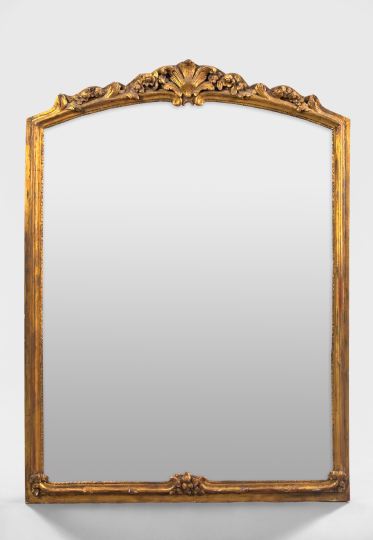 Appraisal: Large French Carved Giltwood Overmantel Mirror fourth quarter th century