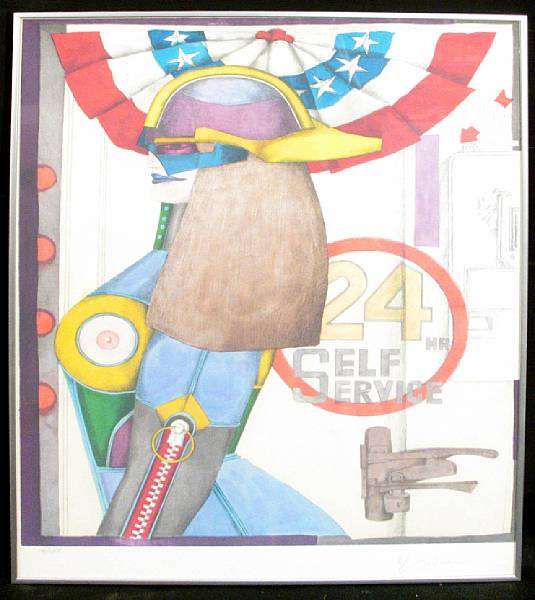 Appraisal: Richard Lindner From Fun City Hour Self-Service Color lithograph signed