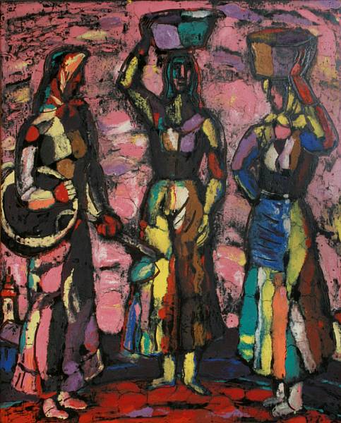 Appraisal: Tibor Jankay Hungarian American - Untitled Three women unsigned oil