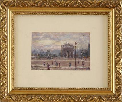 Appraisal: ATTRIBUTED TO PIETRO SCOPPETTA TWO VIEWS OF PARIS Oil on