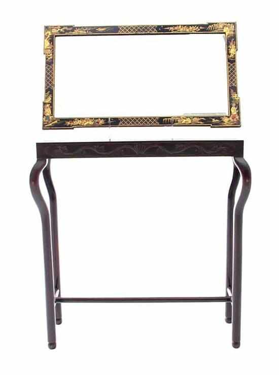 Appraisal: Oriental hardwood hall table and chinoiserie mirror early th century