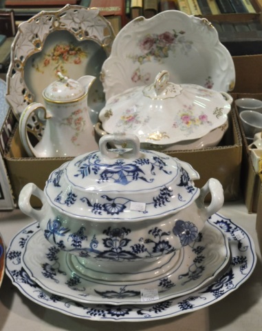 Appraisal: Seven Pieces Porcelain DinnerwareIncluding Meissen Rose tureen with under plate