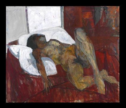 Appraisal: MORTON DIMONDSTEIN - RECLINING NUDE Oil on canvas x in