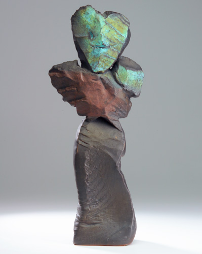 Appraisal: NANCY JURS Red clay sculpture Torso covered in turquoise brick