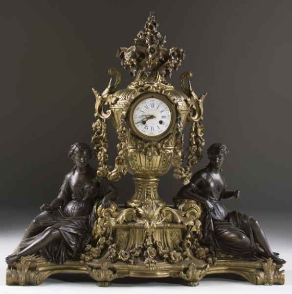 Appraisal: Important Raingo Freres Figural Mantel Clock French mid- th c