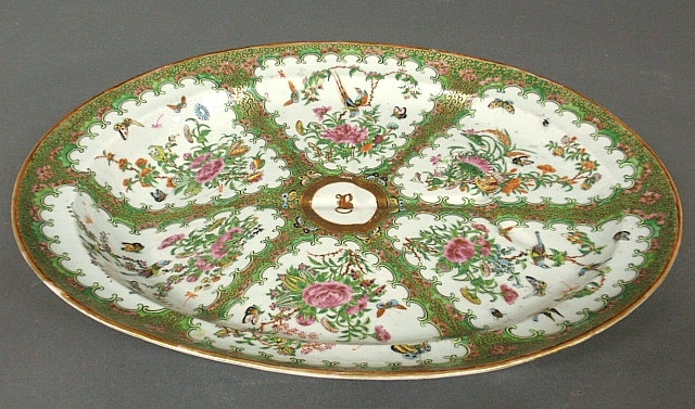 Appraisal: - Large oval Chinese porcelain well tree platter c monogrammed