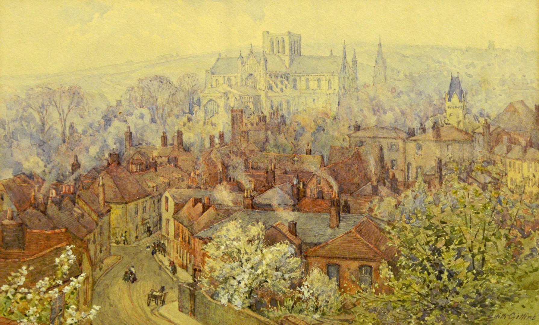 Appraisal: Edith Gittins British fl - A view of Winchester from