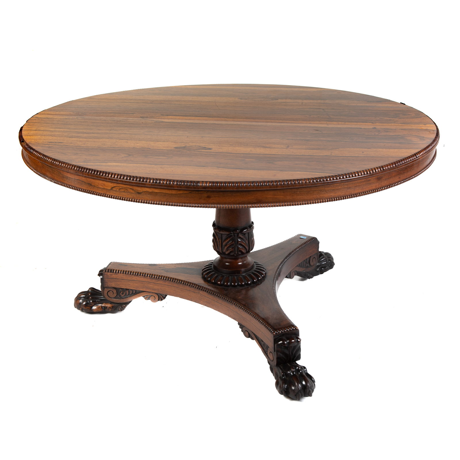 Appraisal: WILLIAM IV ROSEWOOD PEDESTAL TABLE Circa top with double gadrooned