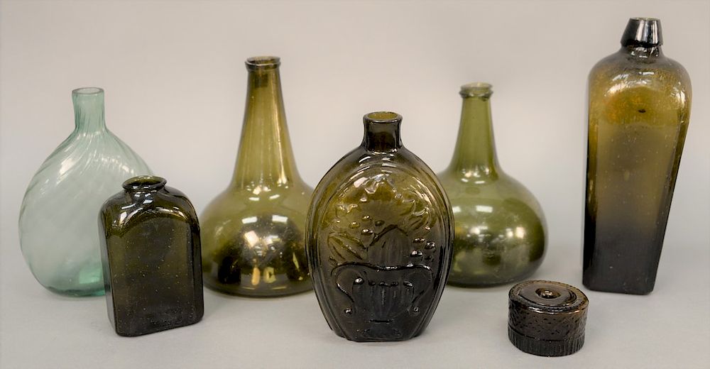 Appraisal: Early bottle lot to include seven pieces including flask ink