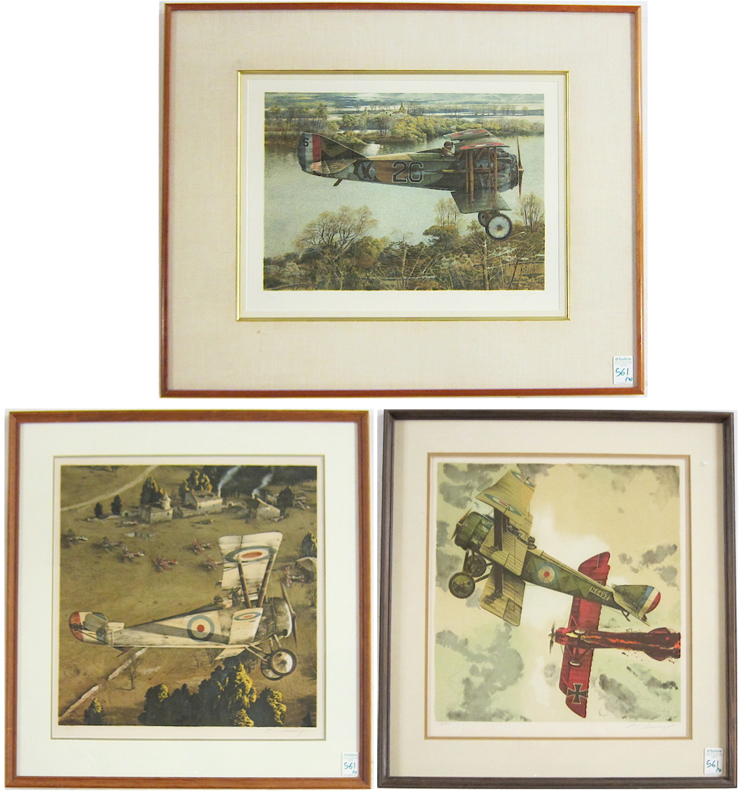 Appraisal: MERVIN CORNING THREE LIMITED EDITION LITHOGRAPHS California - WWI biplanes