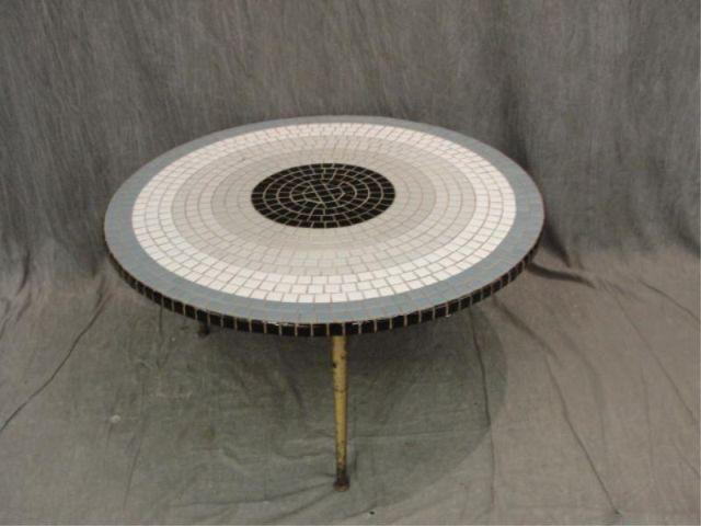 Appraisal: Italian Tile Top Round Midcentury Coffee Table From a NYC