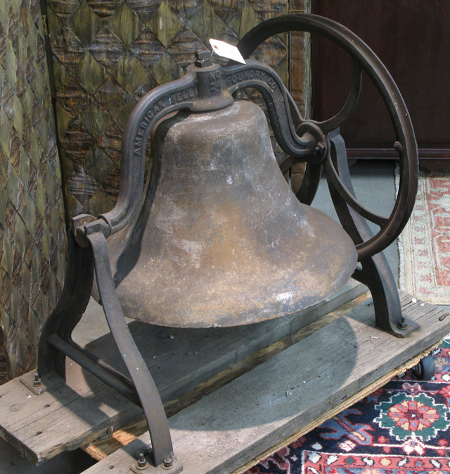 Appraisal: LARGE CAST IRON SCHOOL BELL American Bell Foundry Co Northville