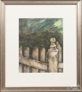 Appraisal: Nancy Fullington American th c watercolor of a picket fence