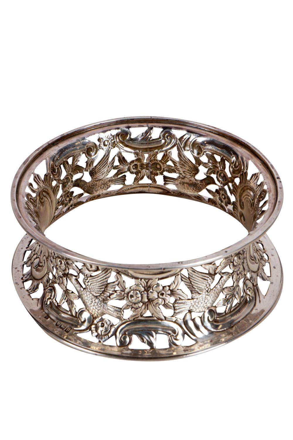 Appraisal: ENGLISH SILVER RETICULATED STANDwith hallmarks Provenance The Estate of Arnold