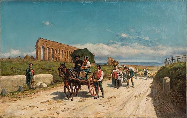 Appraisal: PIETRO GABRINI ITALIAN - On the Road to Romeoil on