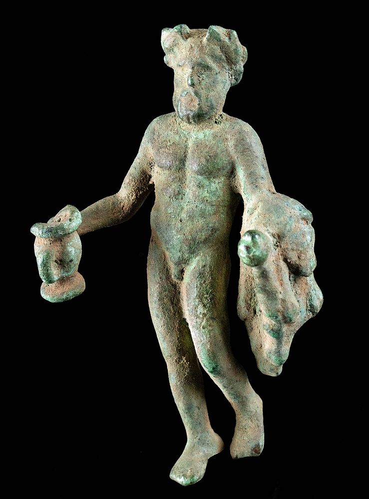 Appraisal: Miniature Roman Bronze Bacchus Figure Roman Imperial Period ca st