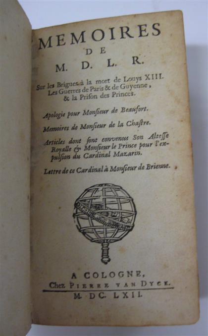 Appraisal: vol La Rochefoucauld Francois Duc de Memoires de M D