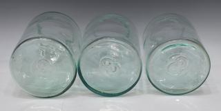 Appraisal: LARGE HAND BLOWN GREEN GLASS JARS L lot of Large