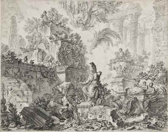 Appraisal: Giovanni Battista Piranesi - Frontispiece with statue of Minerva etching