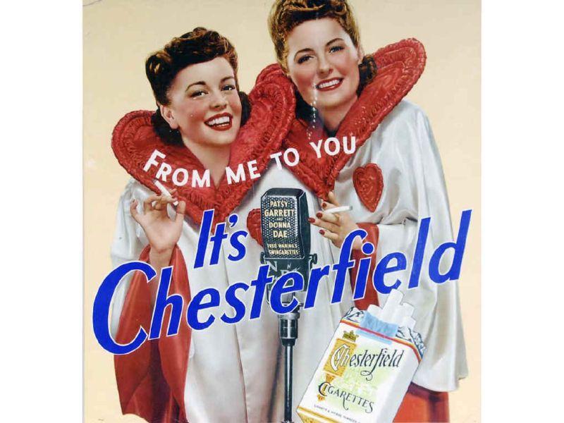 Appraisal: Framed Chesterfield Cardboard Cigarettes Advertisi Description '' x '' Featuring