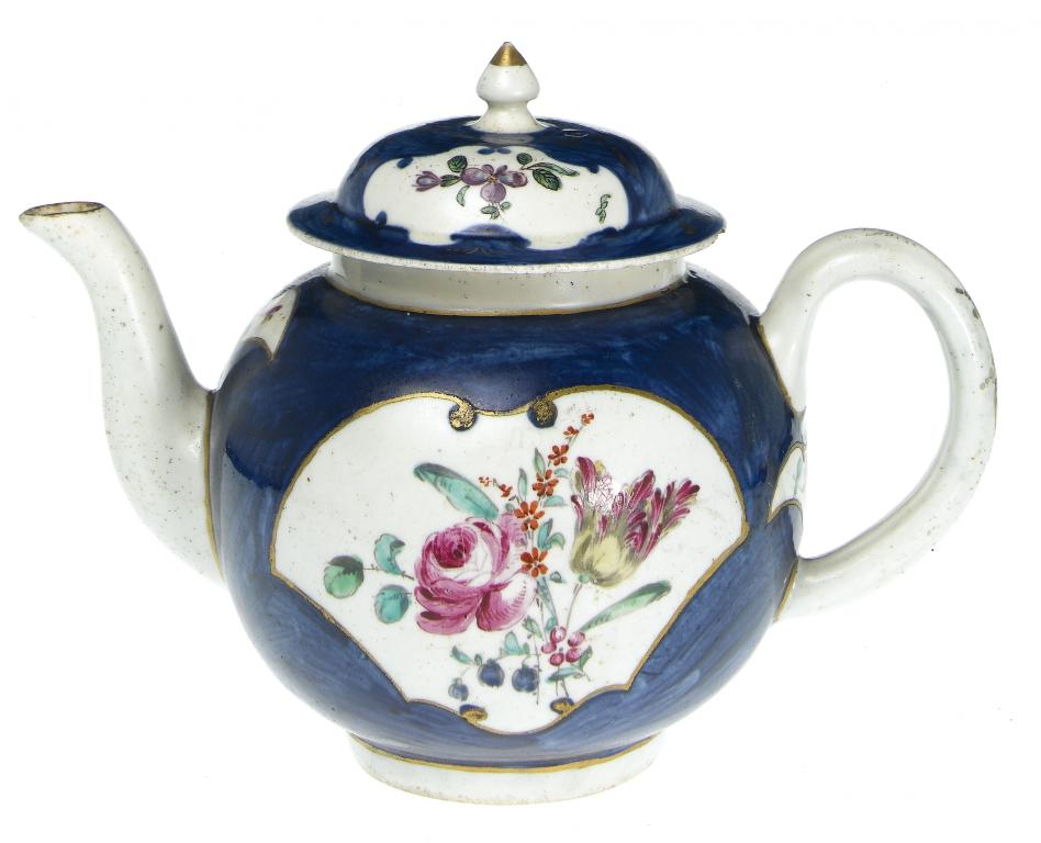 Appraisal: A LIVERPOOL POLYCHROME TEAPOT AND COVER PHILIP CHRISTIAN CO of