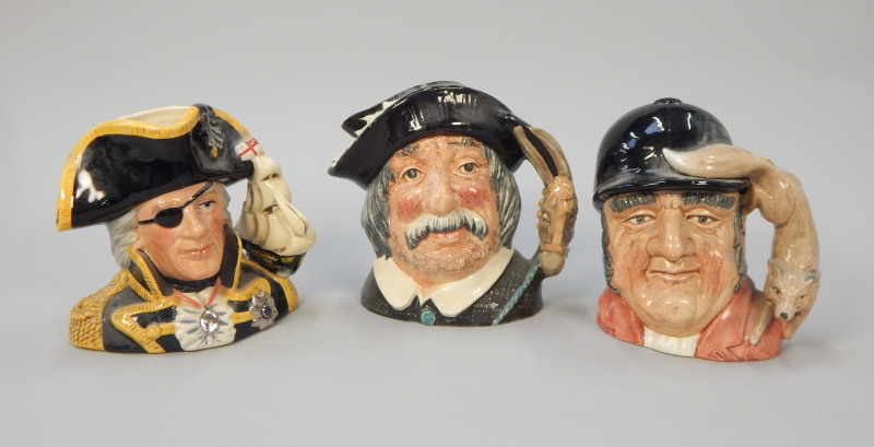 Appraisal: Three large Royal Doulton character jugs Sancha Panza Vice Admiral