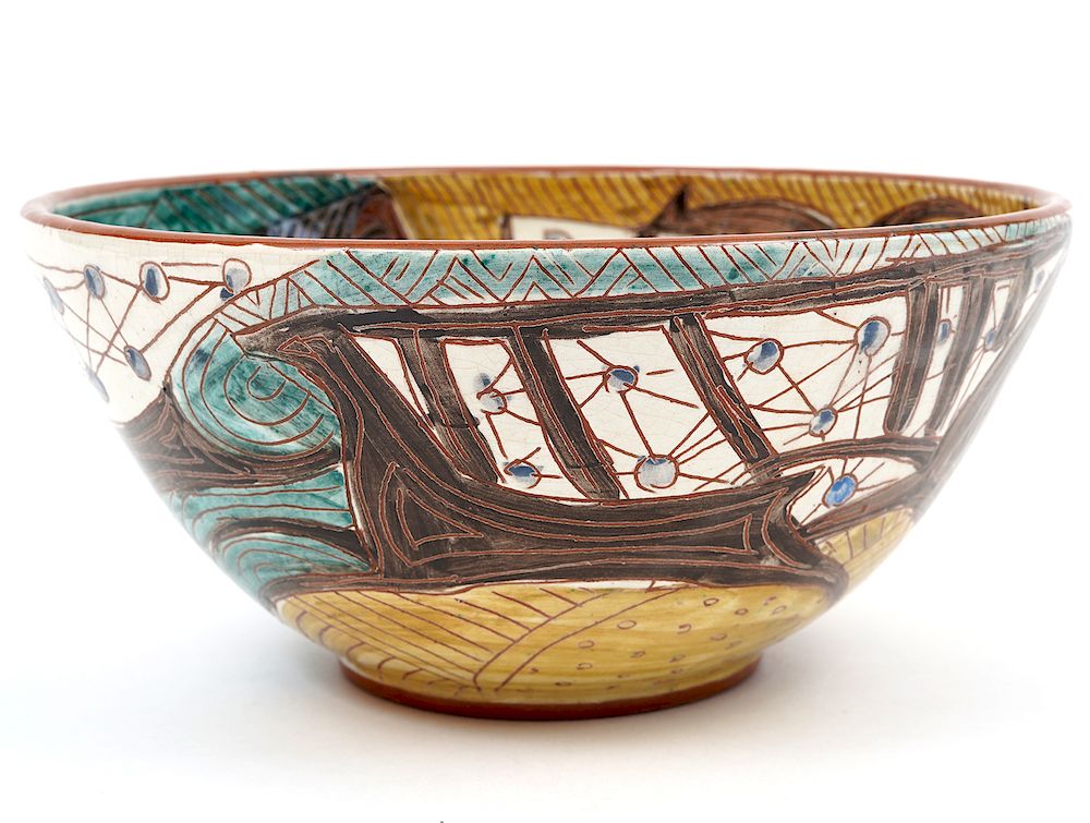 Appraisal: Theo Susan Harlander Ceramic Bowl Theo and Susan Harlander ceramic