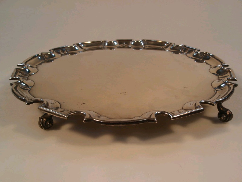 Appraisal: A George V silver salver with Chippendale moulded border and