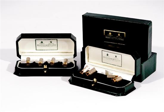 Appraisal: Holland Holland cufflinks and studs matched set each in the