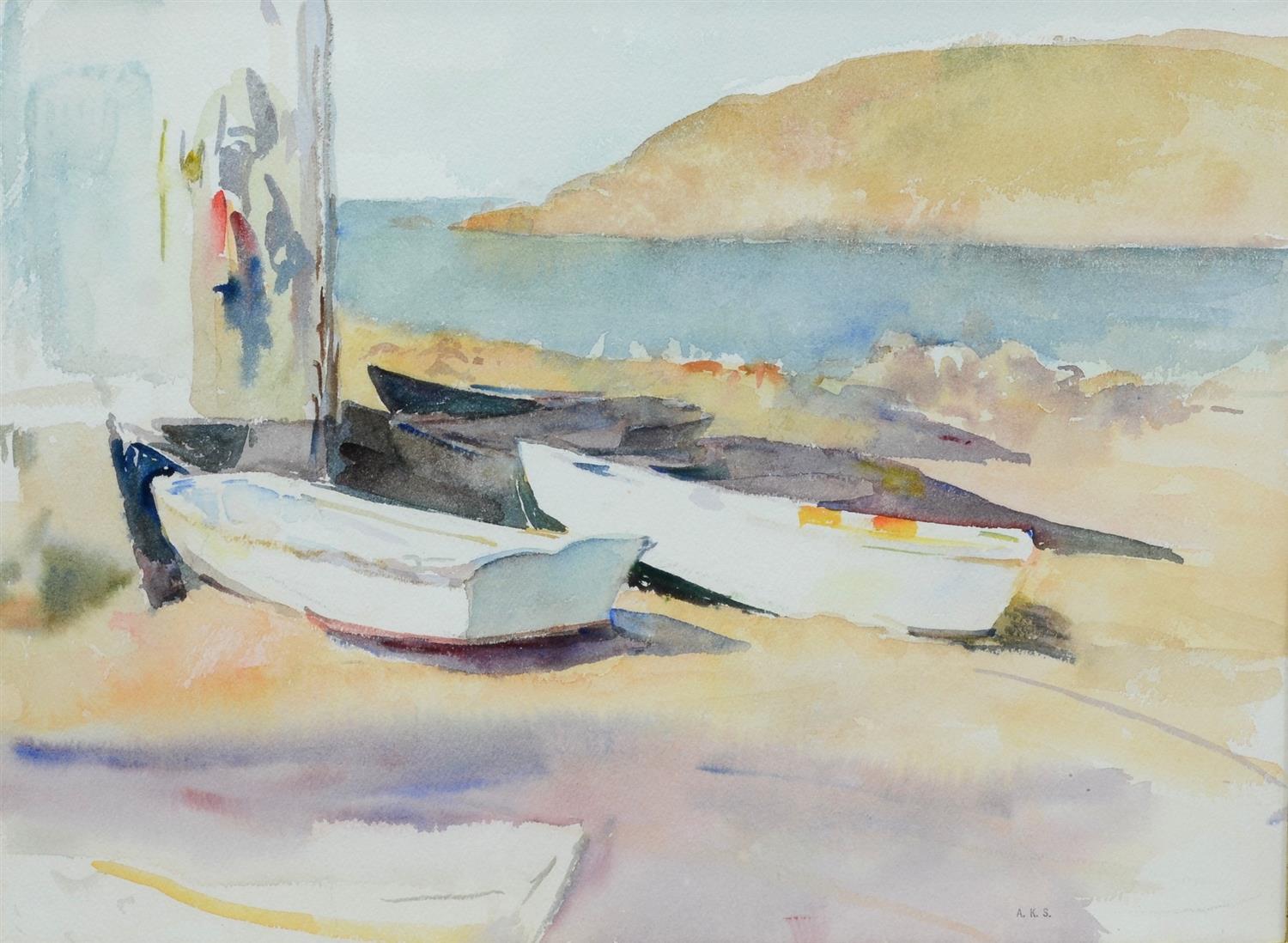 Appraisal: Alice Kent Stoddard American PA - watercolor Boats on the