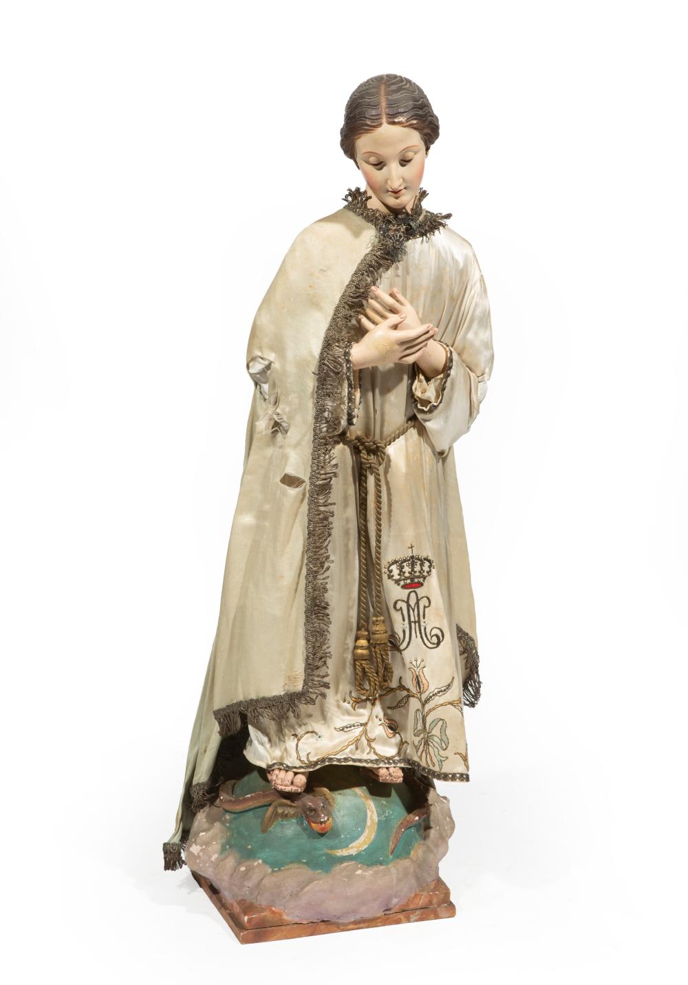 Appraisal: Carved and Painted Wood Figure of a Female Saint Standing