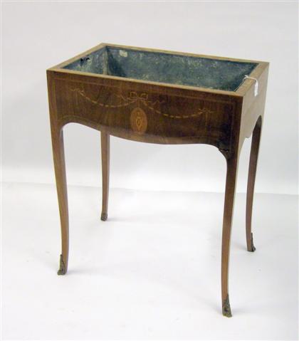 Appraisal: Italian inlaid walnut planter The rectangular top with tin insert