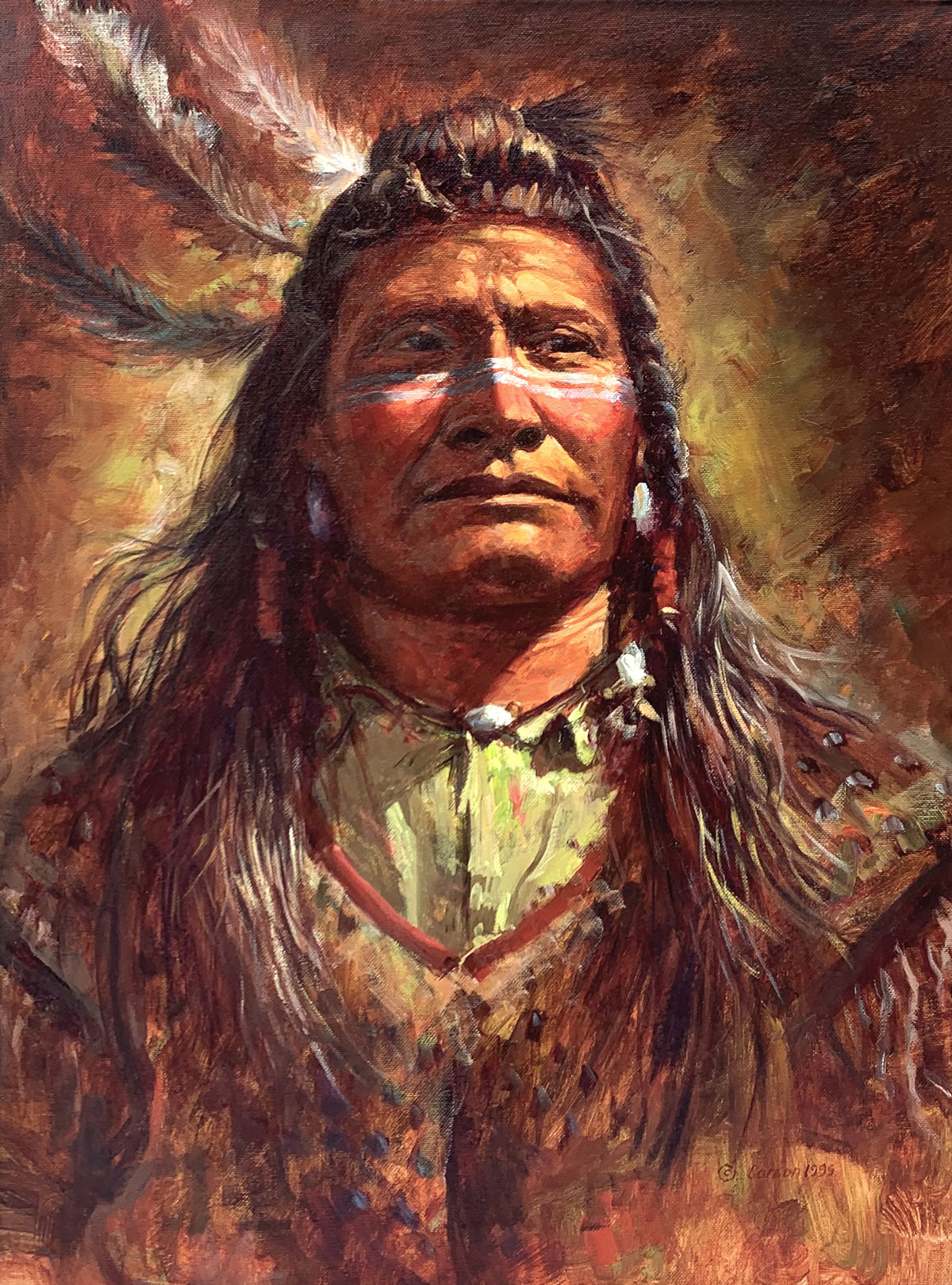 Appraisal: CARSON Jim American - ''Three Feathers'' Oil Canvas '' x