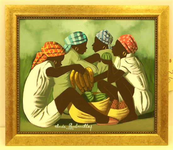 Appraisal: Claude Dambreville acrylic on canvas Four Market Women four seated